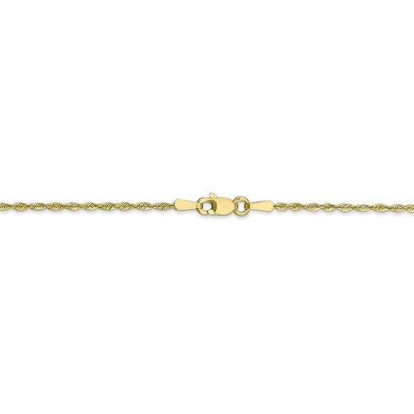 1.5mm 10k Yellow Gold Solid D/C Lightweight Rope Chain Anklet, 9 Inch - Picture 3 of 5
